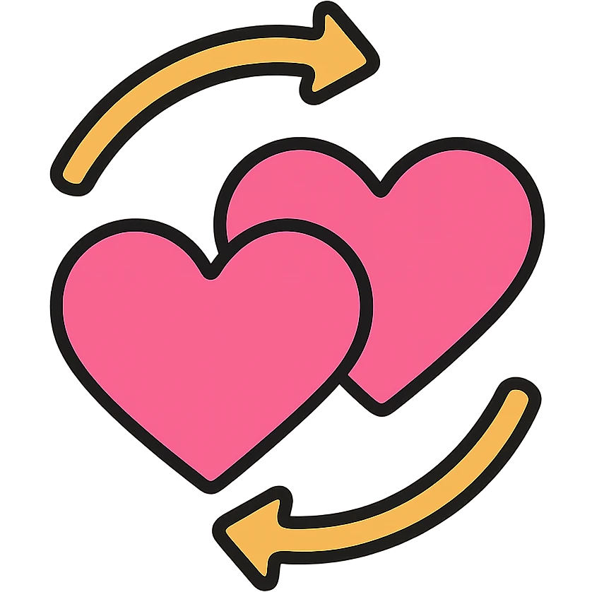 Two pink hearts spinning in a circular motion together emoji