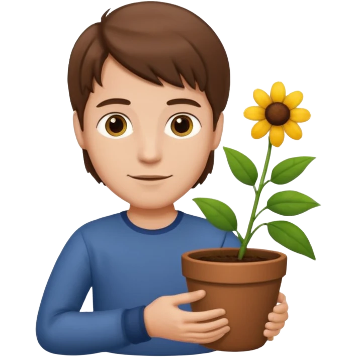 man holding a flower pot emoji