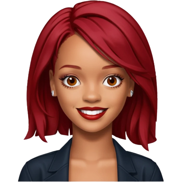 Rihanna with dark red hair emoji