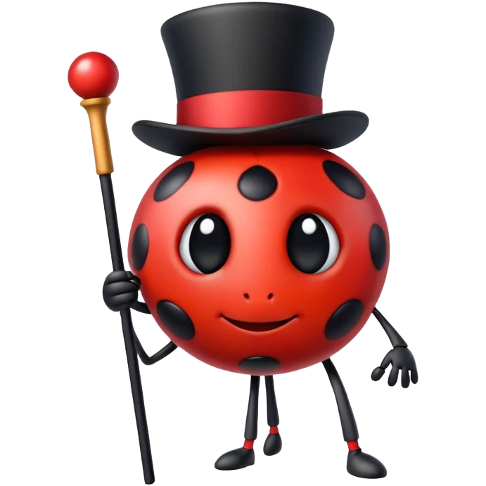 Emoji Ladybug with top hat and cane  emoji