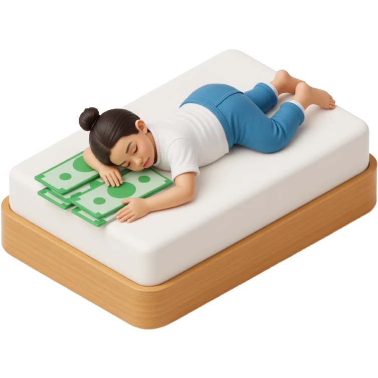 happy person napping on mattress of money emoji