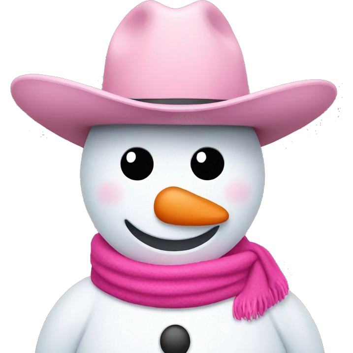 Snowman with pink cowboy hat emoji