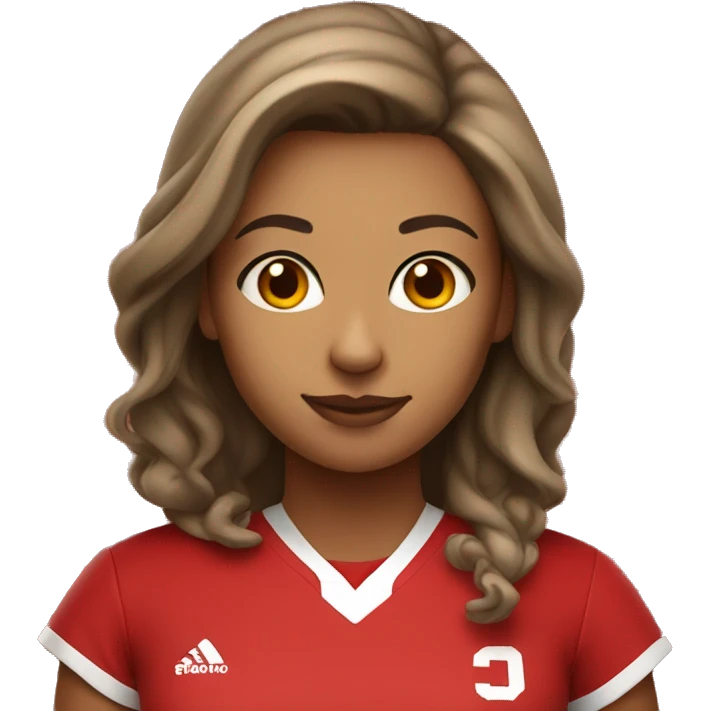 tan college girl in red jersey emoji