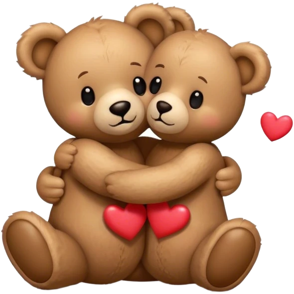 Teddy hugging another teddy with hearts emoji