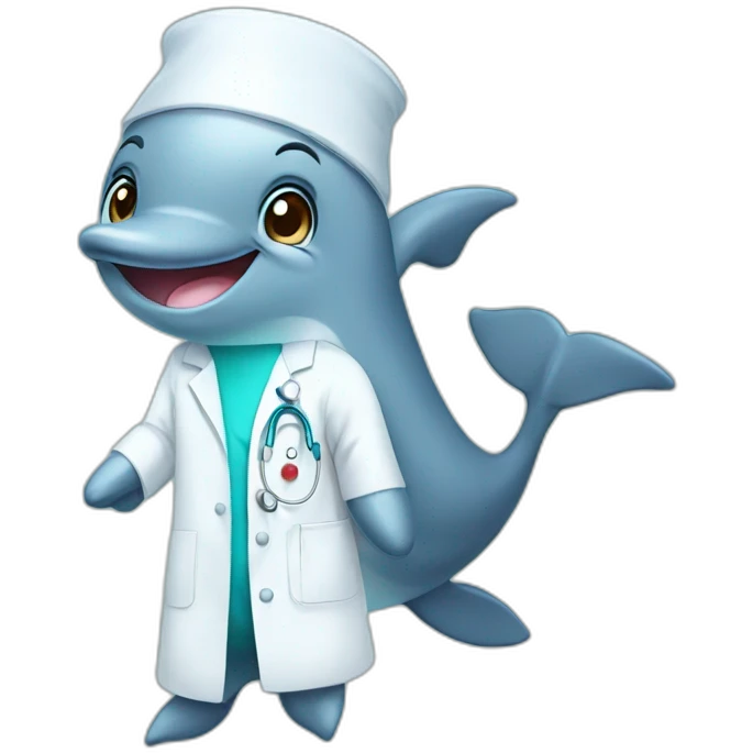 a cute dolphin wearing a medical gown emoji