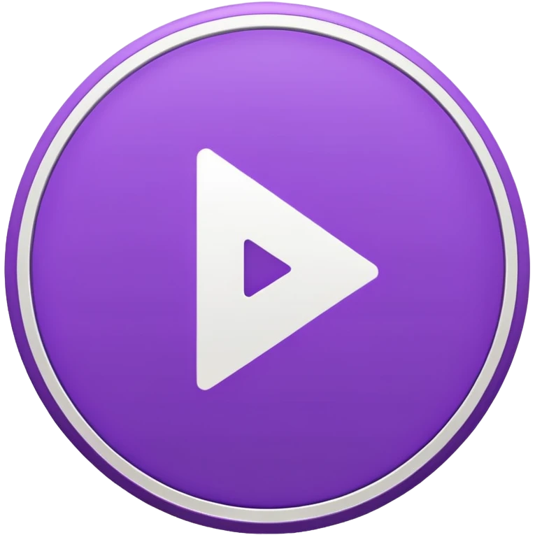 A solid purple circle and a solid white play button no borders emoji