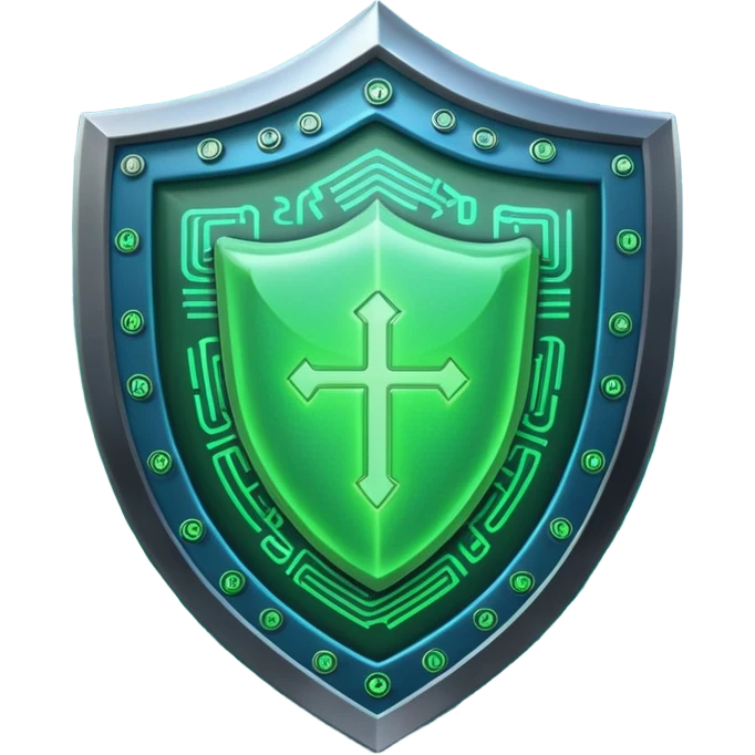 generate full blue cyber shield with different  green hack symbols  emoji