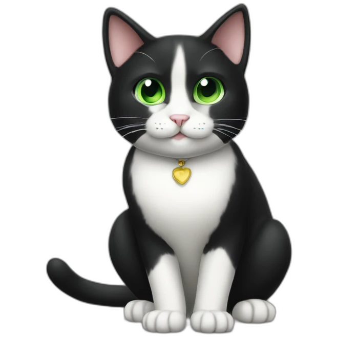 happy tuxedo cat green eye whole body emoji