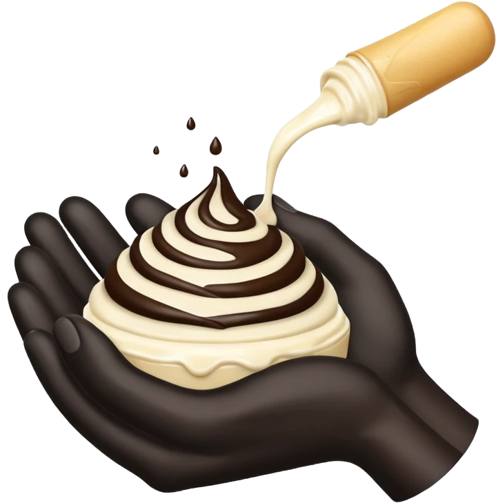 Black hand holding cream  emoji