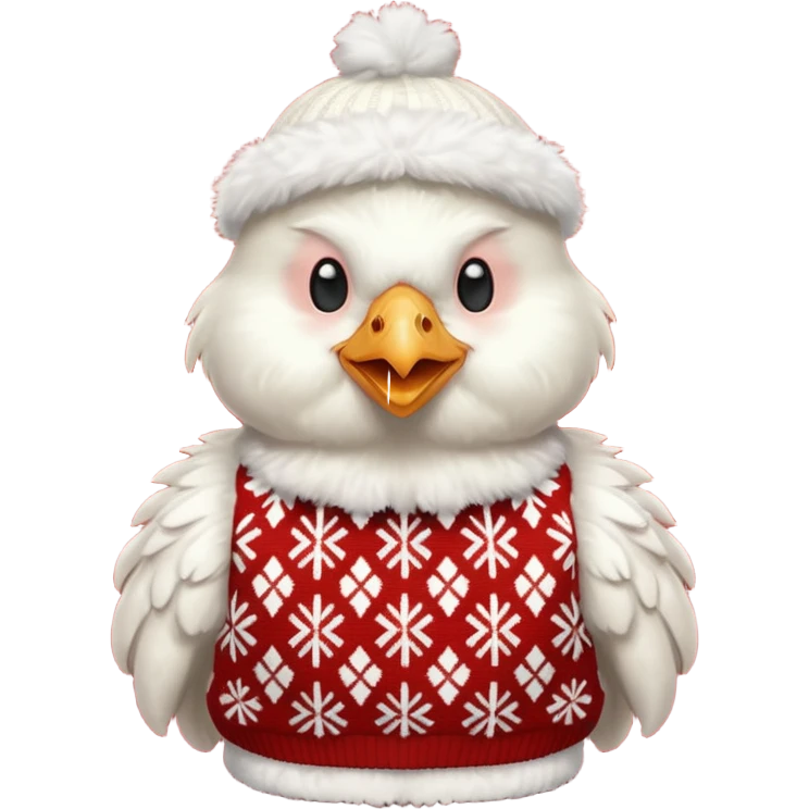 White Chicken with a Christmas jumper emoji