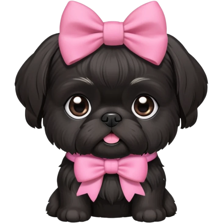  shit tzu filhote toda  da cor preta e um lacinho rosa fofo emoji