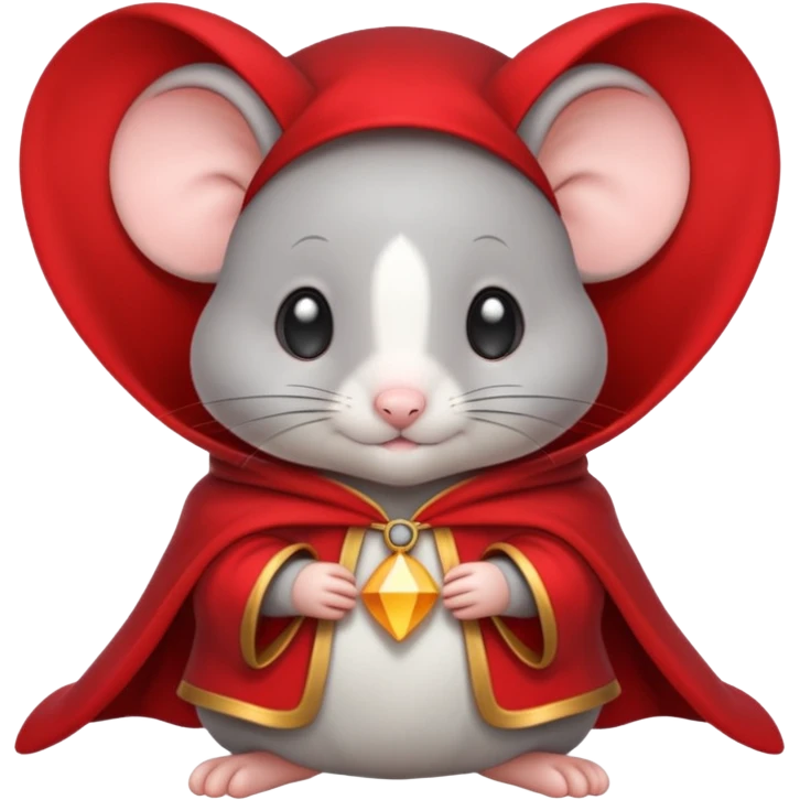 baby grey mouse, in magic red cloak emoji