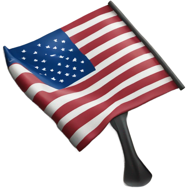 Large American Flag attached to one smaller black shovel in the ground   emoji