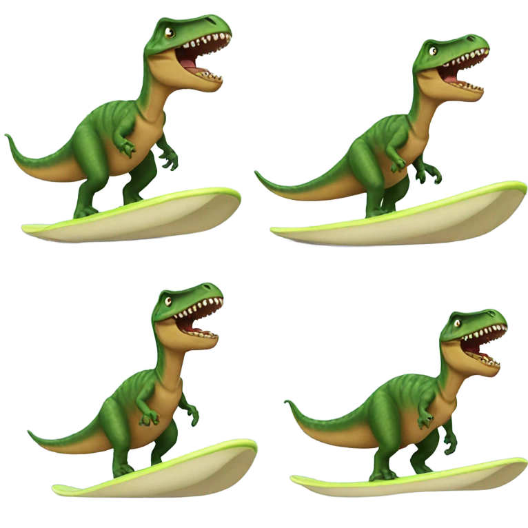 Dinosaur surfing emoji