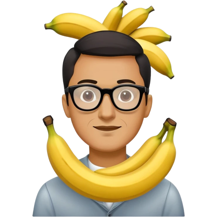 a man with black glasses around bananas emoji