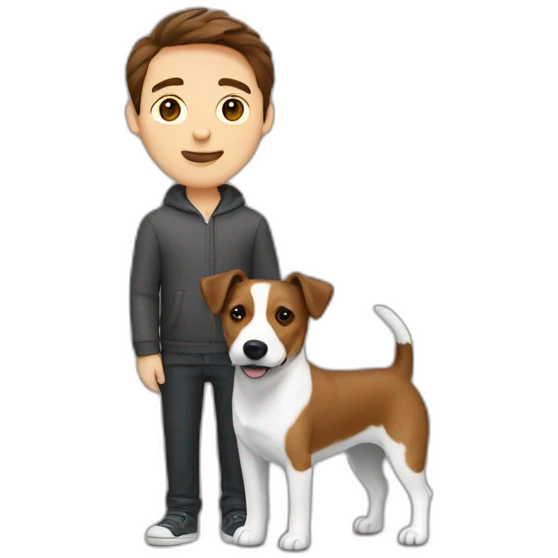 Man with brown hair with jack russell terrier emoji