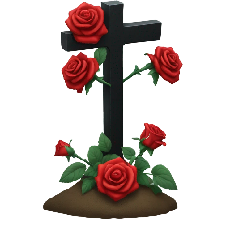 black grave with roses emoji