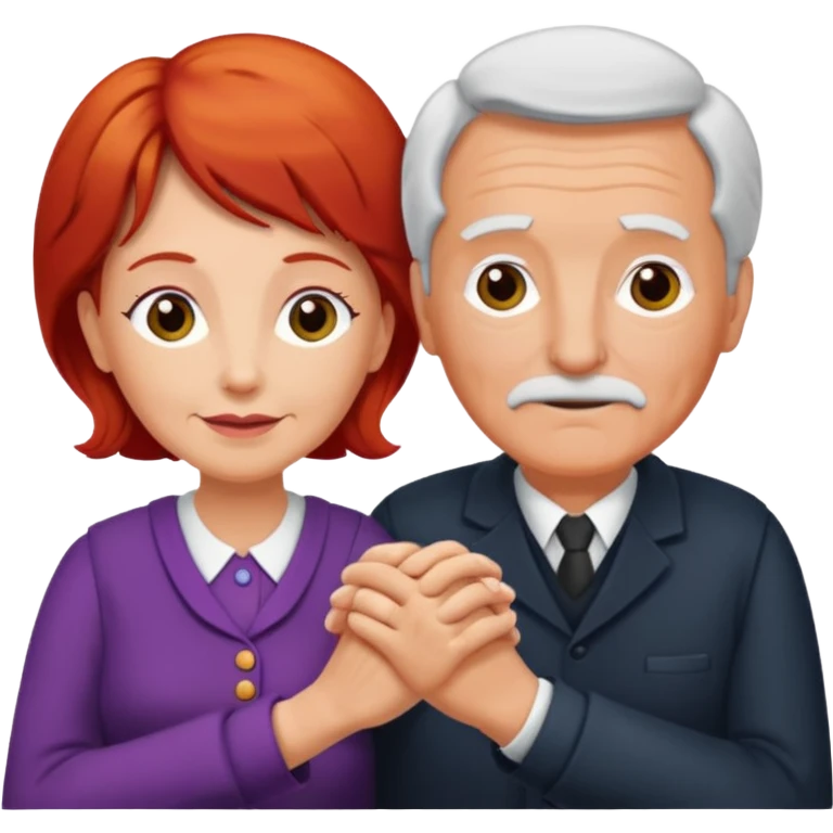 Red hair Grandma and grandfather hold each other's hands emoji