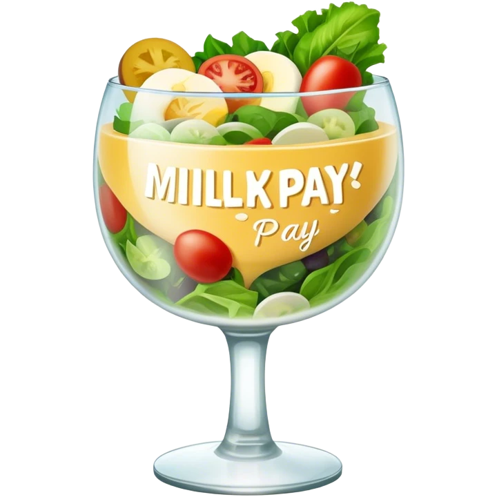 salad glass with the inscription Milky Pay emoji