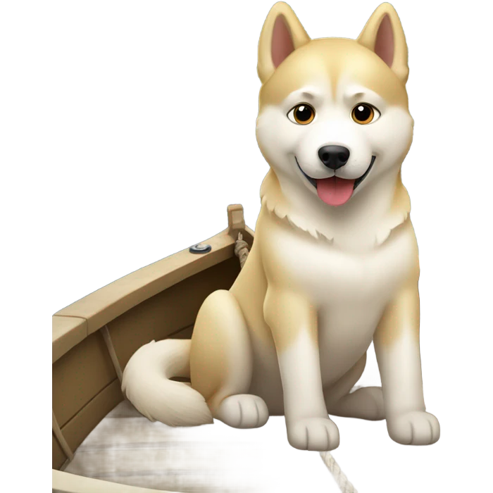 a light dorée  Husky in a boat  emoji