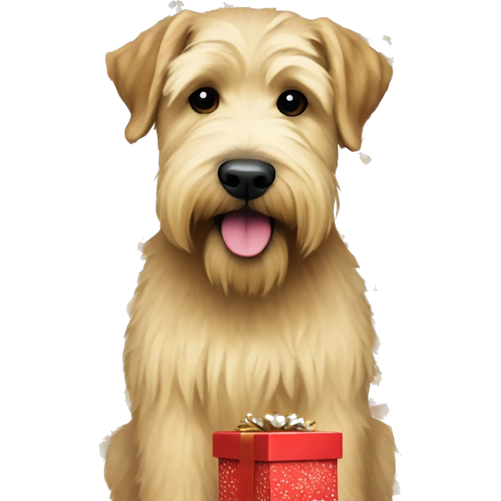 Wheaten terrier with presents emoji