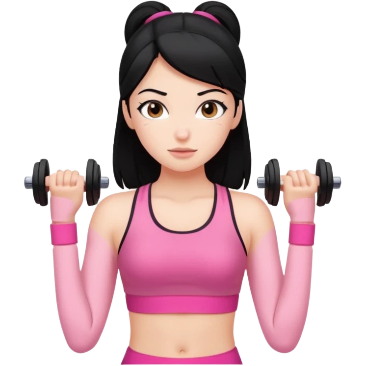 a pretty bratz fair girl in pink workout clothes and black hair emoji