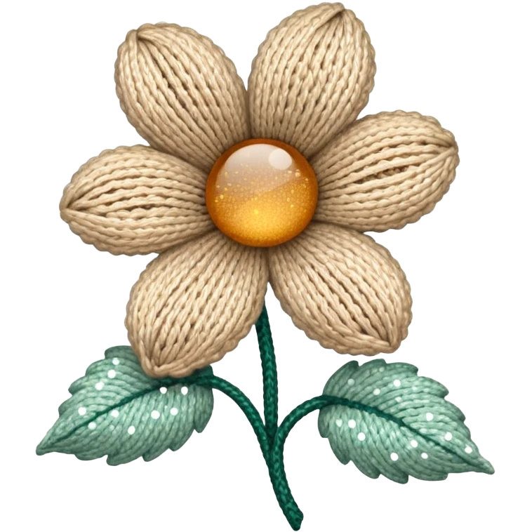 Knit flower with beige glittery design emoji
