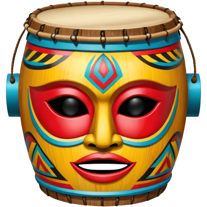 Drum Mask – Mask shaped with drum top, tribal style. emoji