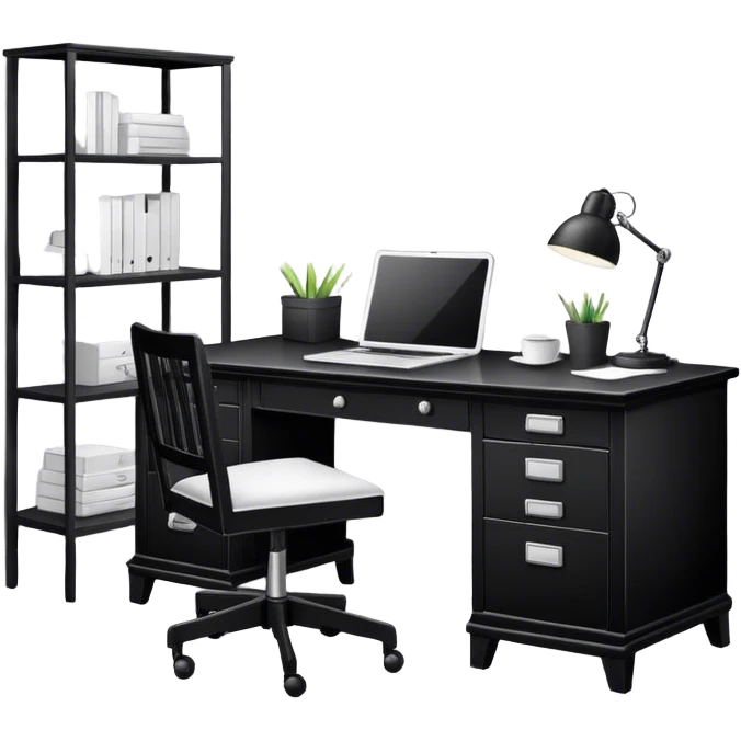 home office desk. black and white emoji
