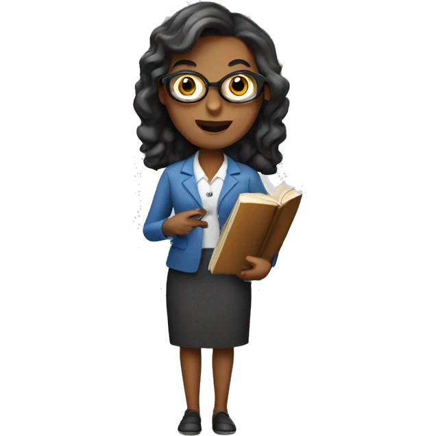 Teacher woman with a book and a pointer  emoji
