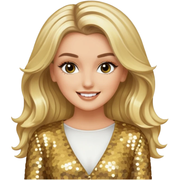 Perrie Edwards from Little Mix with long blonde hair, gold sequin outfit emoji