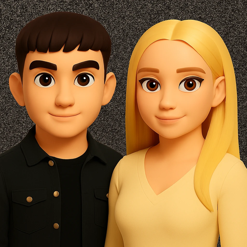Keep the image unchanged except slightly spread the people apart from each other. Preserve the original style and background as is. emoji