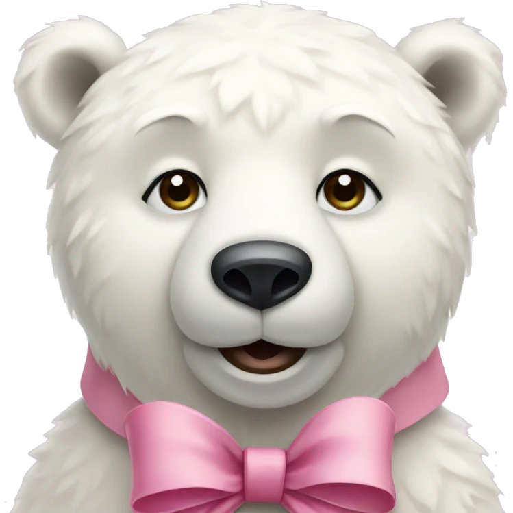 Polar bear with a pink bow and cute emoji