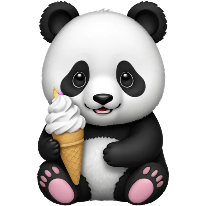Panda eating ice cream emoji