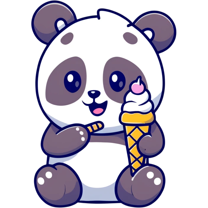 Panda eating ice cream emoji
