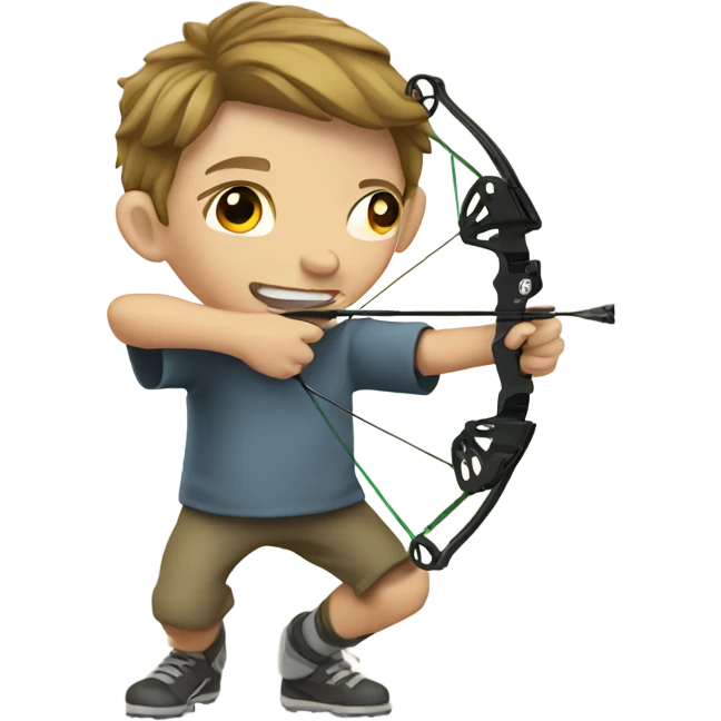 Boy shooting a compound bow emoji