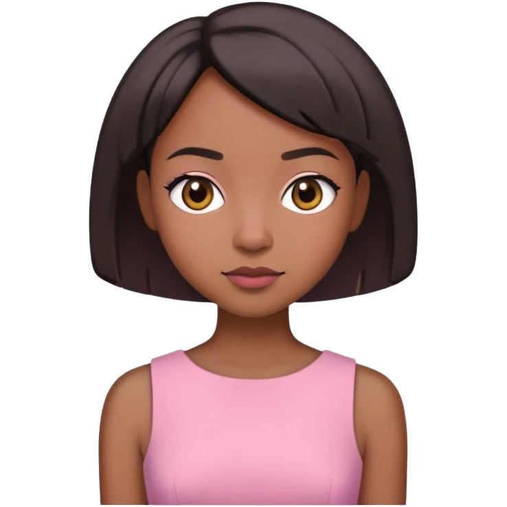 black woman, short straight hair, cute, pink dress emoji