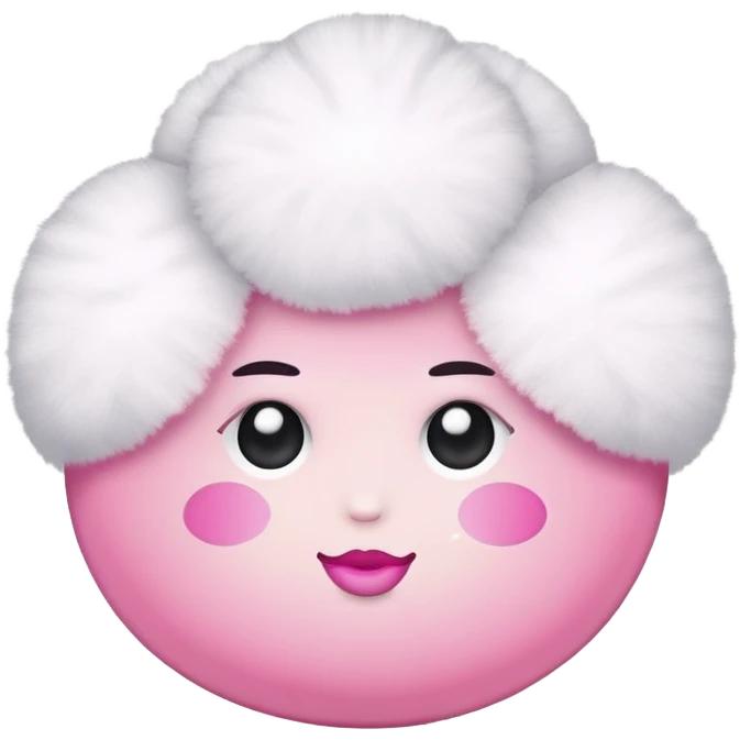 makeup powder puff with pink handle and soft white puff emoji