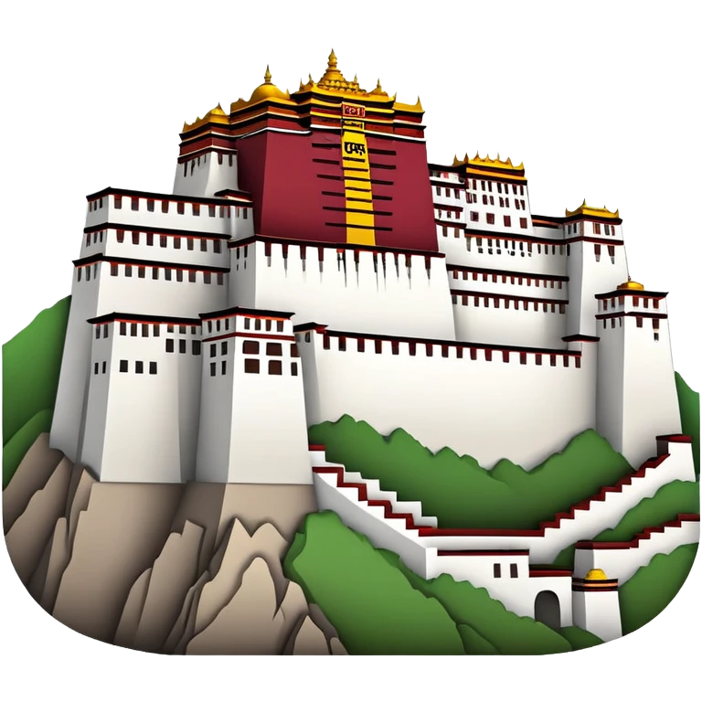 Potala Palace super simplified cute emoji style with bold outlines bright colors cartoon Tibetan building emoji