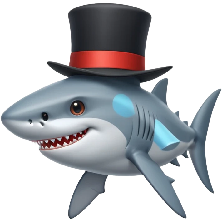 Shark with a top hat emoji