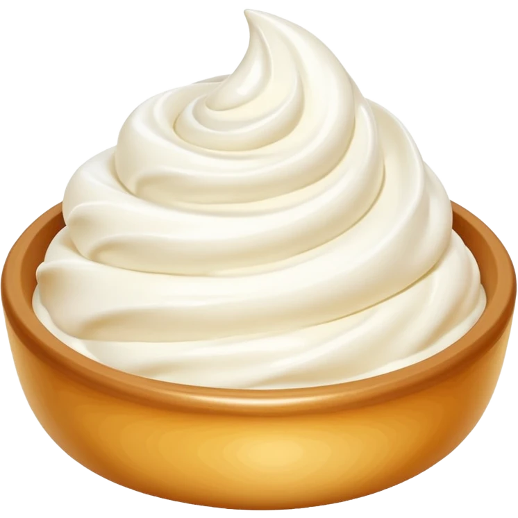 realistic fromage blanc, thick creamy white, dollop or swirl, soft glossy, gentle peaks, optional simple container, smooth dense texture, no toppings, spoon, fruit, or faces, clean 3D, soft lighting, transparent background, emoji scale emoji
