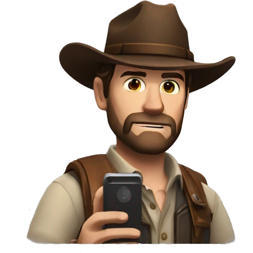 arthur morgan using a smart phone emoji