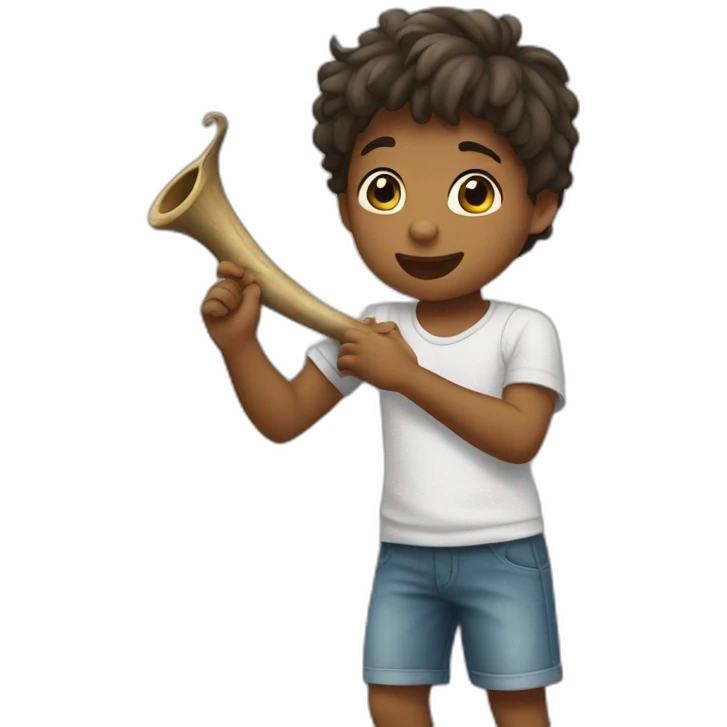 Kid play with elephants horn emoji