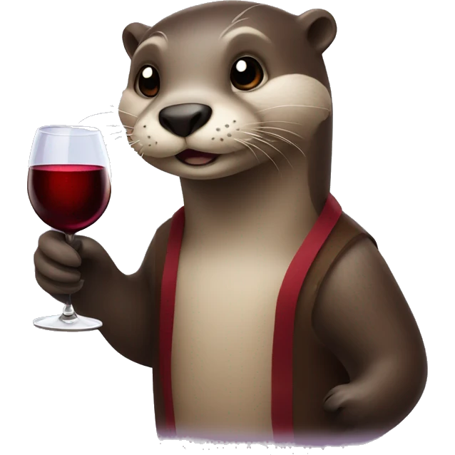 Otter holding a glass of red wine emoji