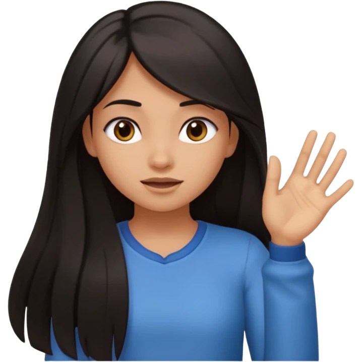 Animated girl dark long hair emoji tapping right side of the head with her hand with duh facial expression  emoji