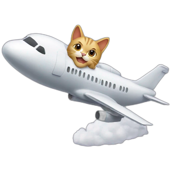a cat flying on the plane emoji