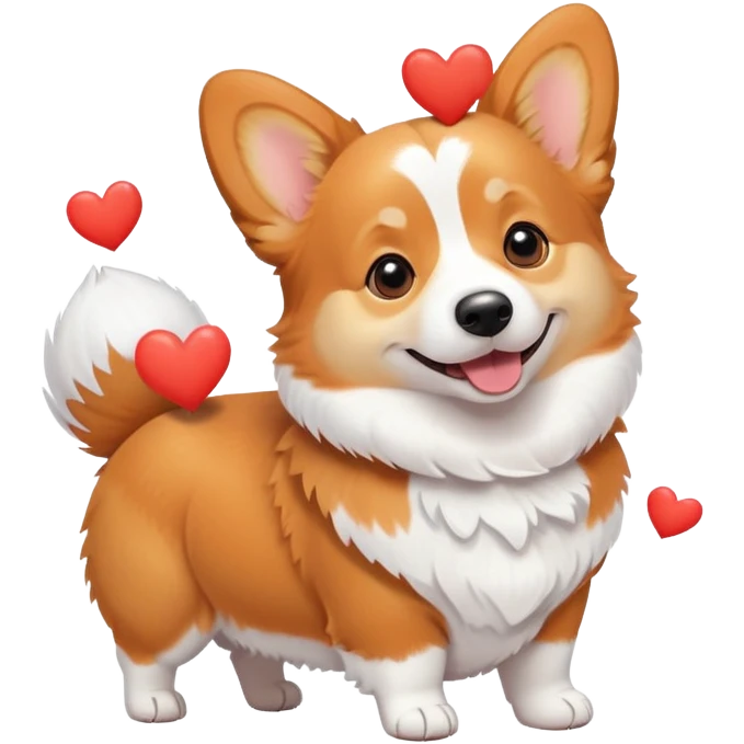Corgi with hearts emoji