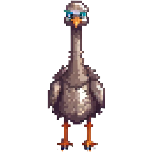 ostrich, pixel art style emoji