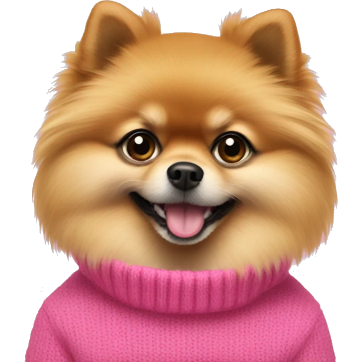 A Pomeranian  with a pink sweater  emoji