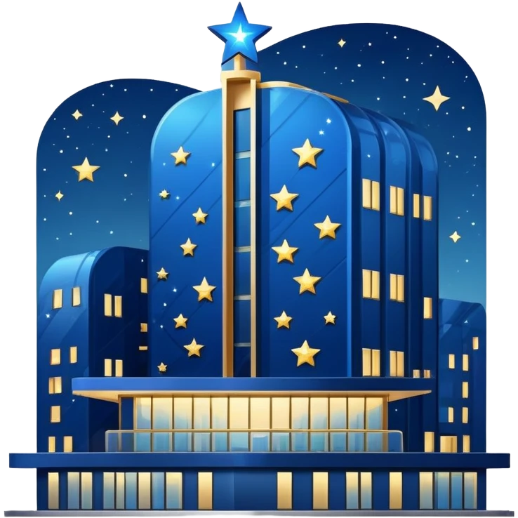 Luxury hotel building with stars emoji